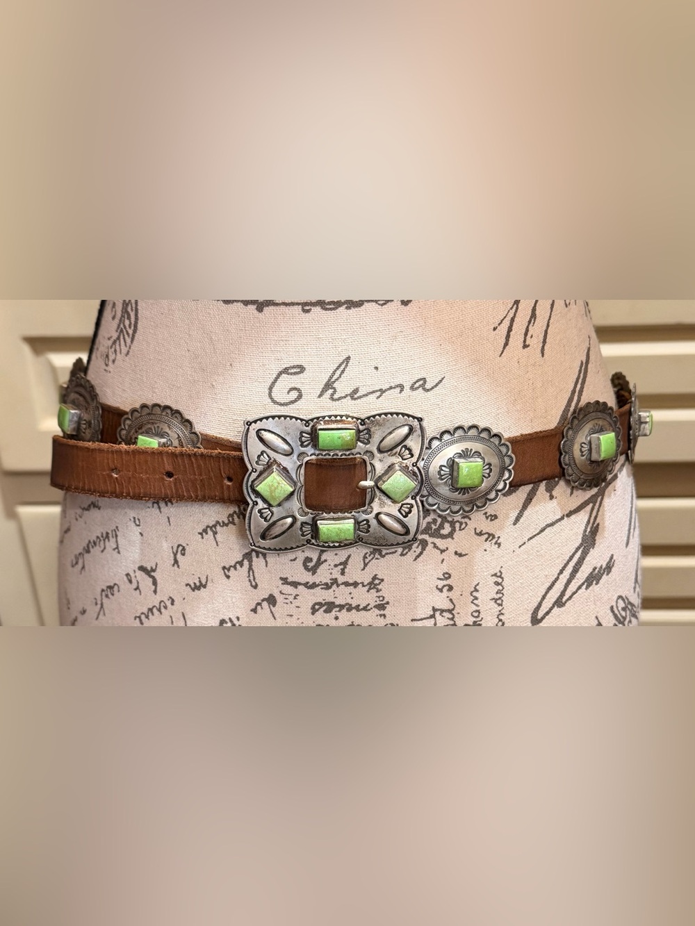 Don Lucas Vintage Sterling Silver Gaspeite Concho Belt